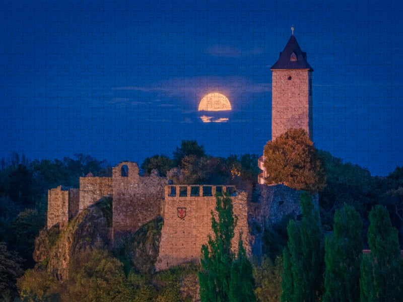 Vollmond über Burg Giebichenstein - CALVENDO Foto-Puzzle'