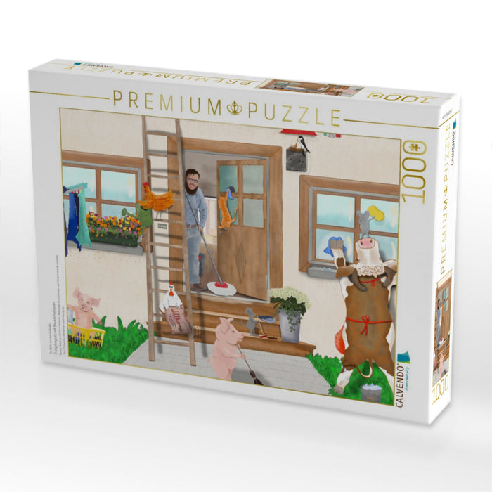 Frühjahrsputz mit Bauernhoftieren - CALVENDO Foto-Puzzle'