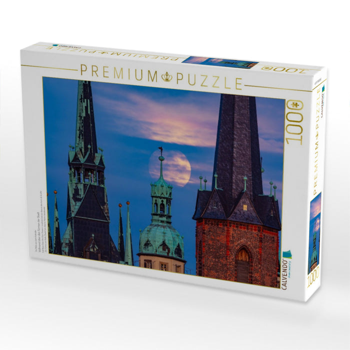 Vollmond über den Türmen der Stadt - CALVENDO Foto-Puzzle'
