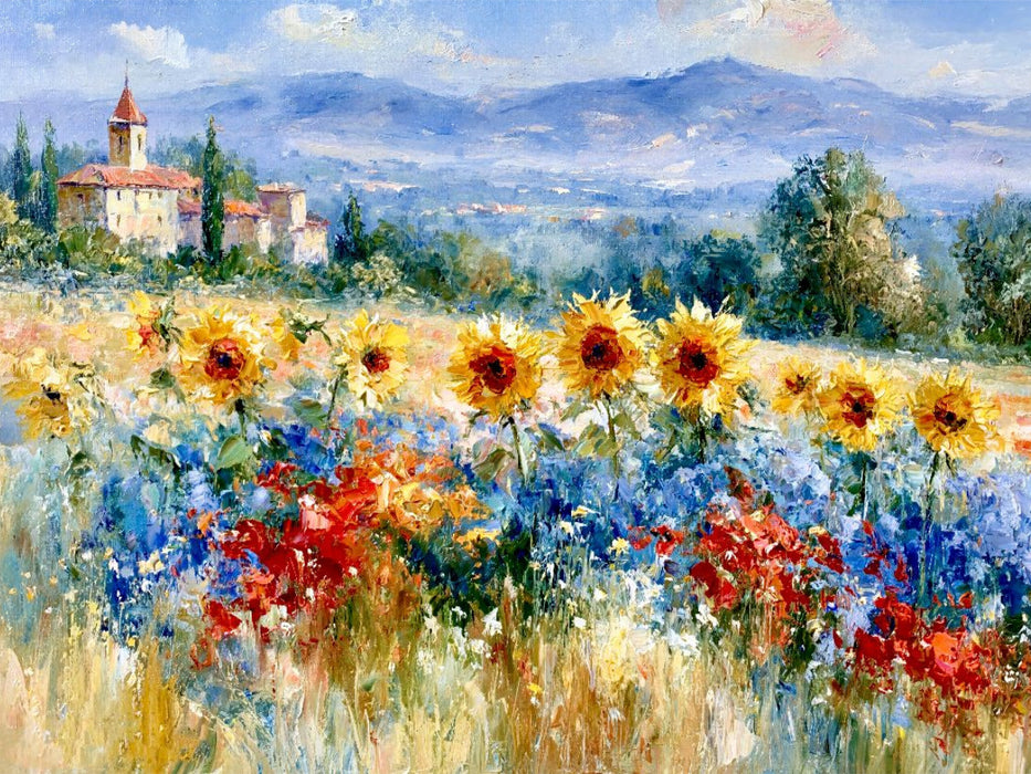 Sonnenblumen wetteifern mit der Sonne - CALVENDO Foto-Puzzle'