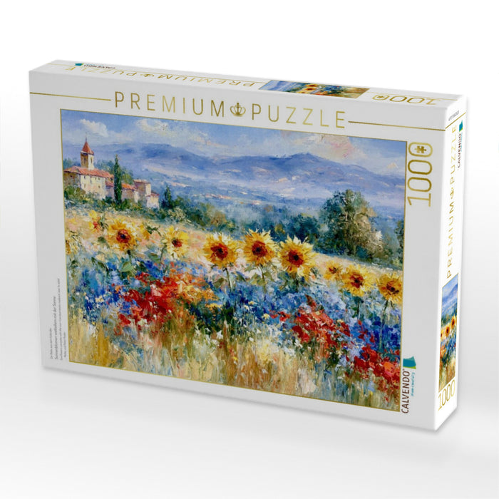 Sonnenblumen wetteifern mit der Sonne - CALVENDO Foto-Puzzle'