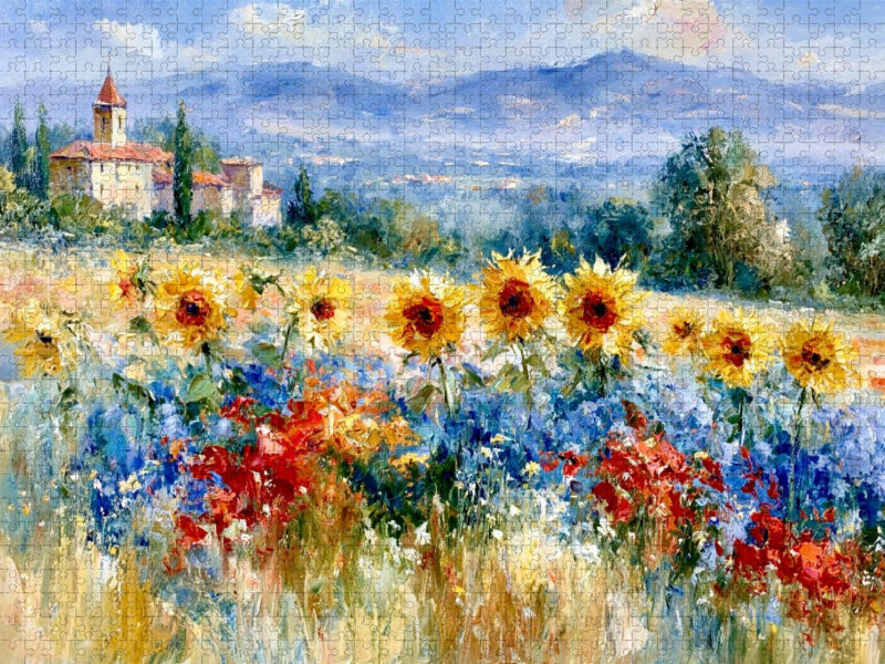 Sonnenblumen wetteifern mit der Sonne - CALVENDO Foto-Puzzle'