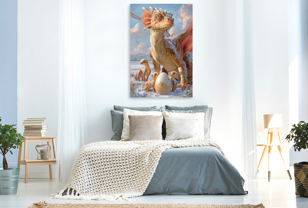Premium Textil-Leinwand Erwachte Drachen