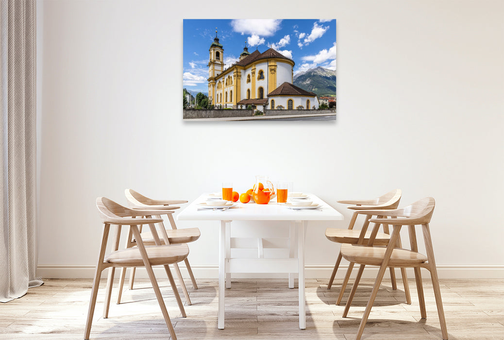 Premium Textil-Leinwand Imposante Wiltener Basilika in Innsbruck