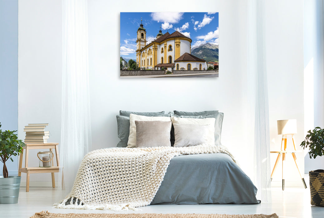 Premium Textil-Leinwand Imposante Wiltener Basilika in Innsbruck