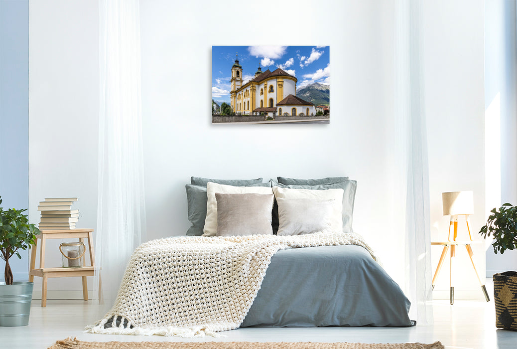 Premium Textil-Leinwand Imposante Wiltener Basilika in Innsbruck
