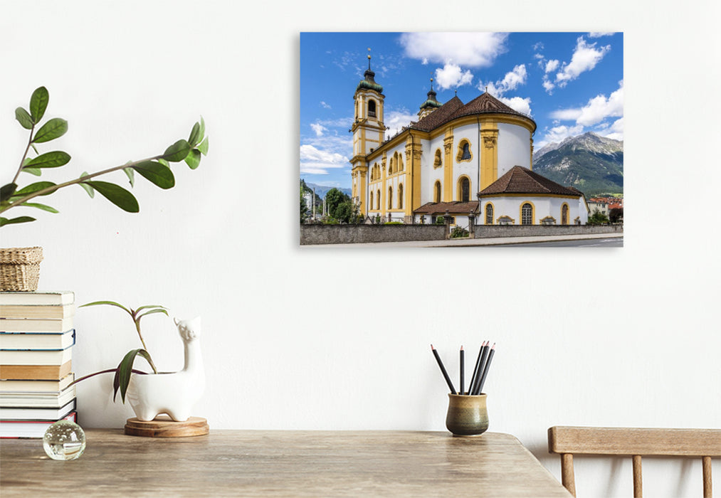Premium Textil-Leinwand Imposante Wiltener Basilika in Innsbruck