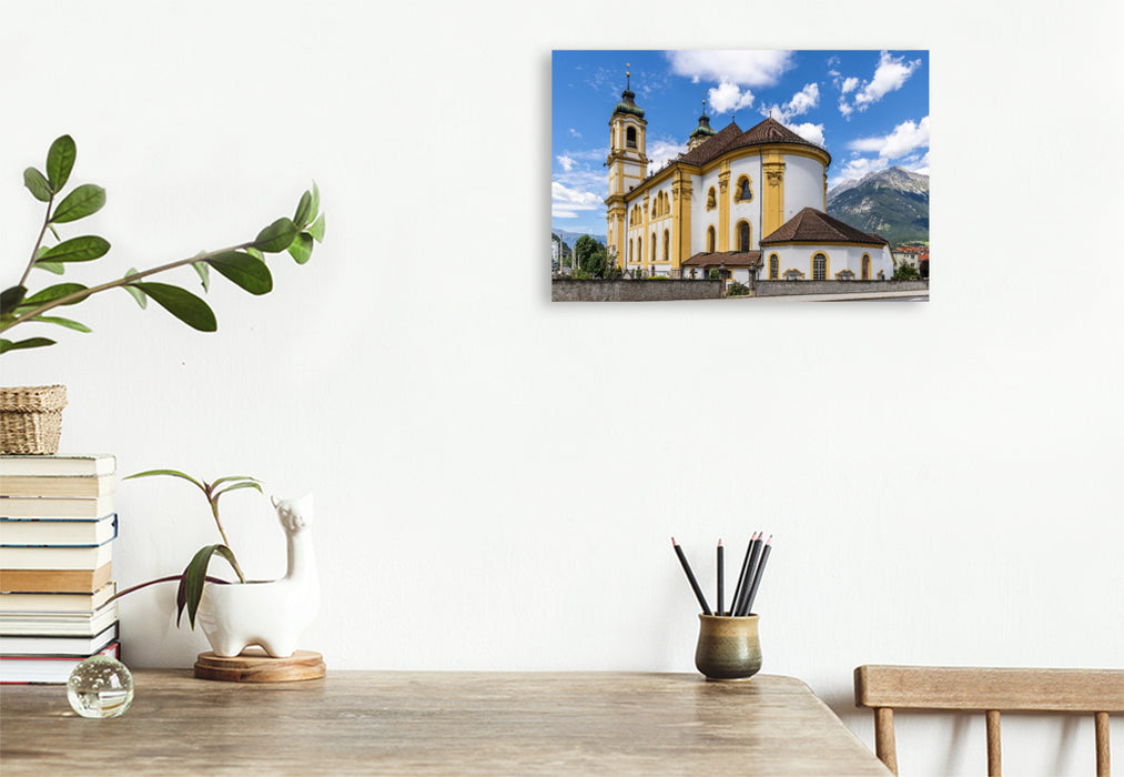 Premium Textil-Leinwand Imposante Wiltener Basilika in Innsbruck