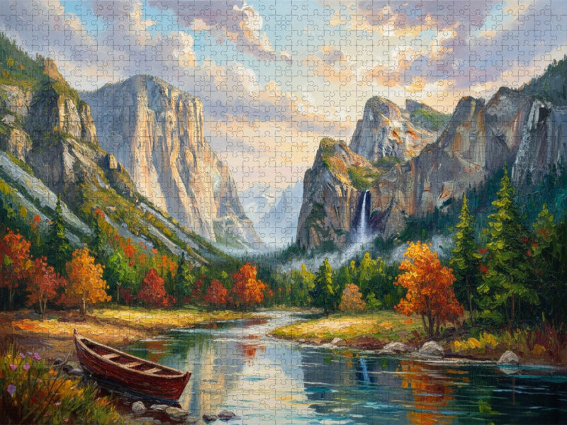Yosemite Valley mit Boot am Morgen - CALVENDO Foto-Puzzle'