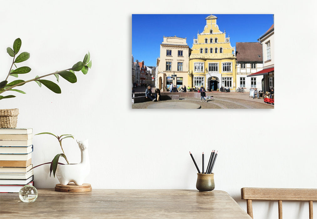 Premium Textil-Leinwand Wismar, ehemalige Löwenapotheke in der Bademutterstraße