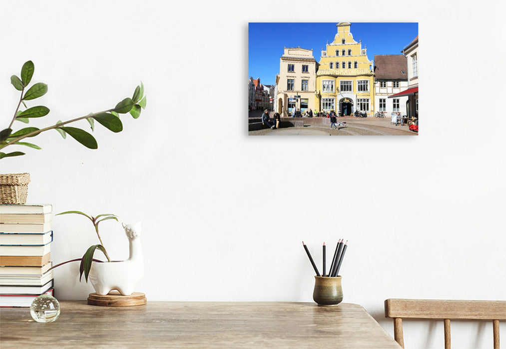 Premium Textil-Leinwand Wismar, ehemalige Löwenapotheke in der Bademutterstraße