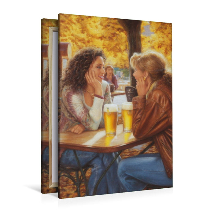Premium Textil-Leinwand Bier trinken ist besser als Quark reden.