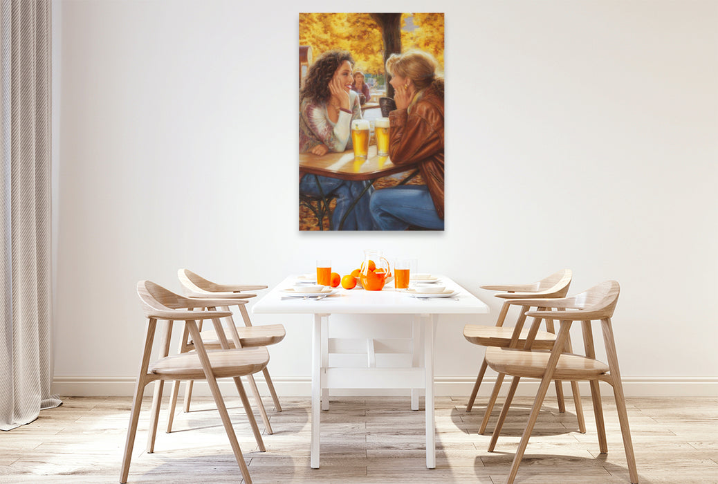 Premium Textil-Leinwand Bier trinken ist besser als Quark reden.