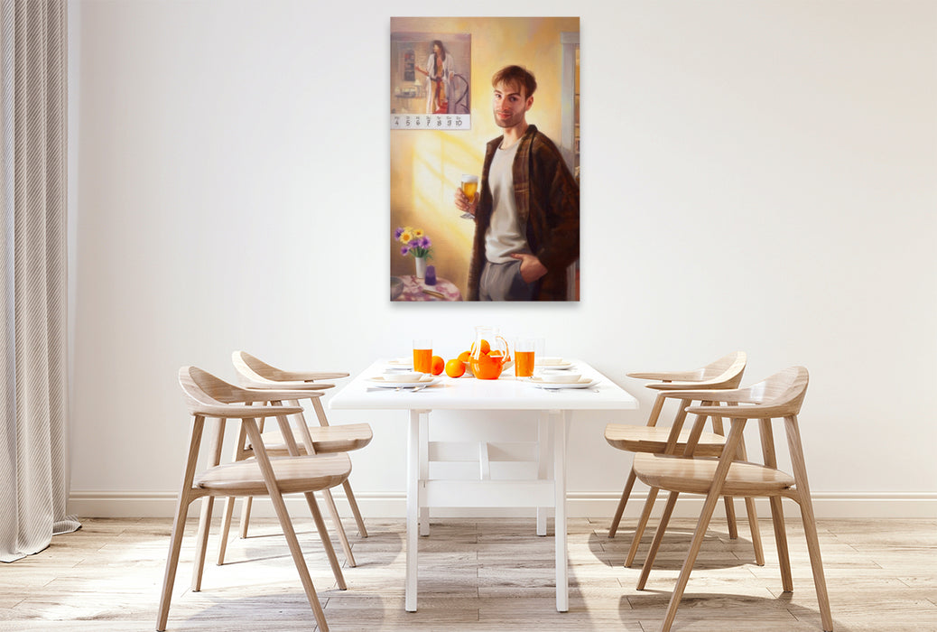 Premium Textil-Leinwand Biertrinken nach Kalender