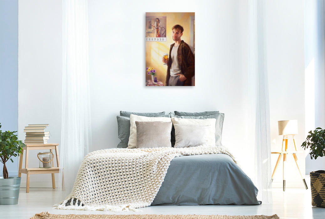 Premium Textil-Leinwand Biertrinken nach Kalender