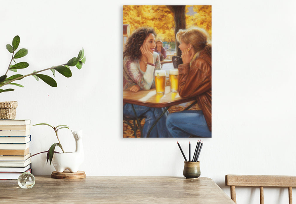 Premium Textil-Leinwand Bier trinken ist besser als Quark reden.
