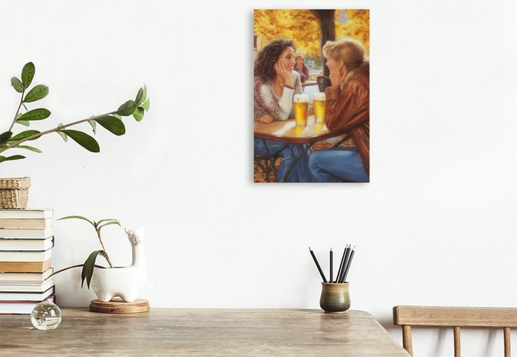 Premium Textil-Leinwand Bier trinken ist besser als Quark reden.