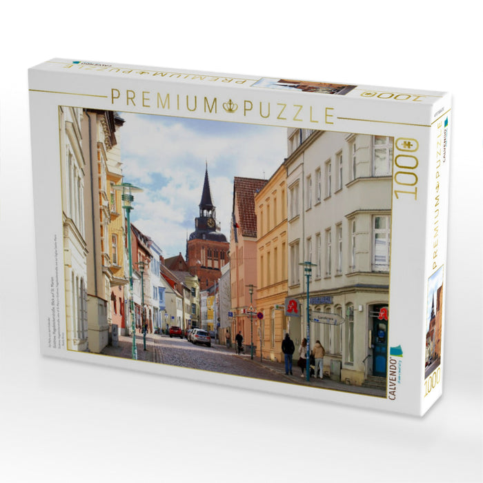Güstrow, Hageböckerstraße, Blick auf St. Marien - CALVENDO Foto-Puzzle'