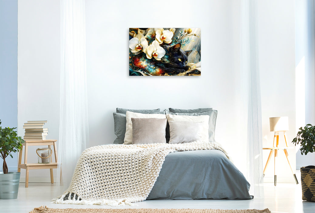 Premium Textil-Leinwand Katzenvision voller Eleganz