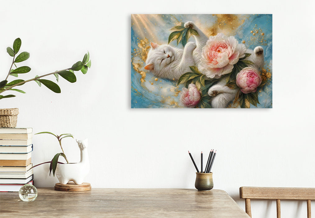 Premium Textil-Leinwand Samtpfoten Spiel