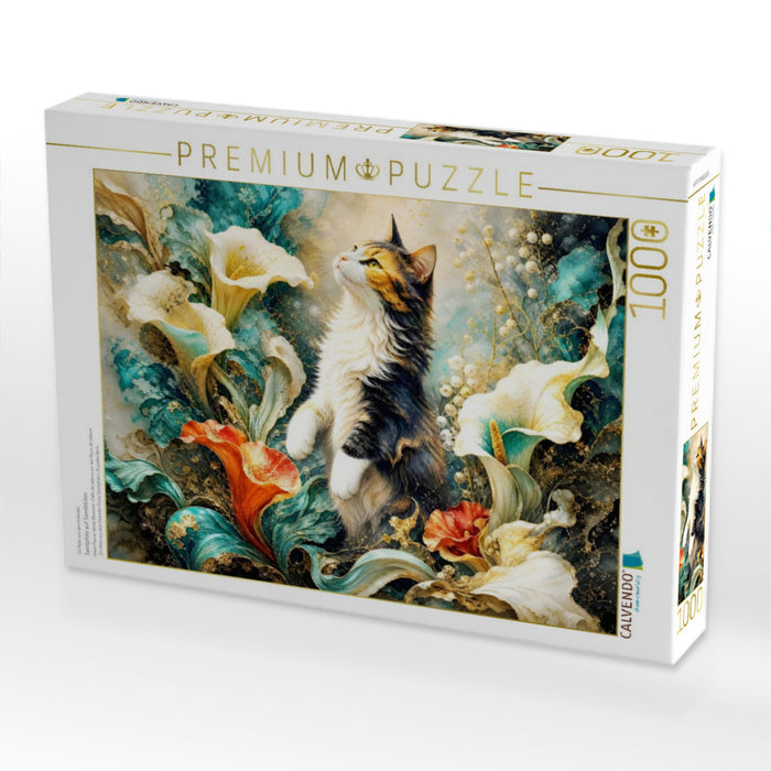 Samtpfote auf Samtblüten - CALVENDO Foto-Puzzle'