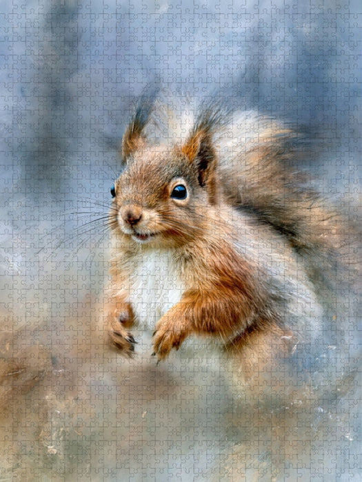 Eichhörnchen, ein sanfter Blick, ein schneller Sprung danach - CALVENDO Foto-Puzzle'
