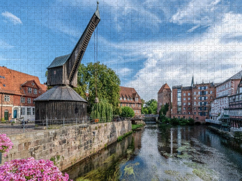 Der alte Kran im Lüneburger Hafen - CALVENDO Foto-Puzzle'