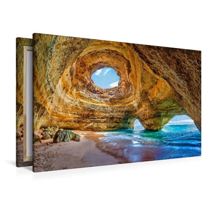 Premium Textil-Leinwand Die Höhle Algar de Benagil an der Algarve