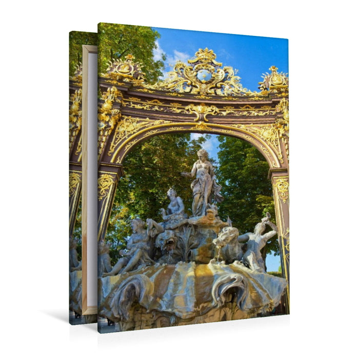 Premium Textil-Leinwand Neptunbrunnen auf der Place Stanislas, Nancy
