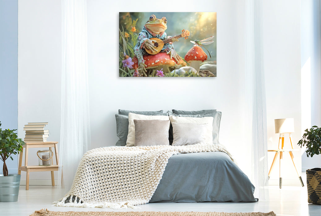 Premium Textil-Leinwand Frösche
