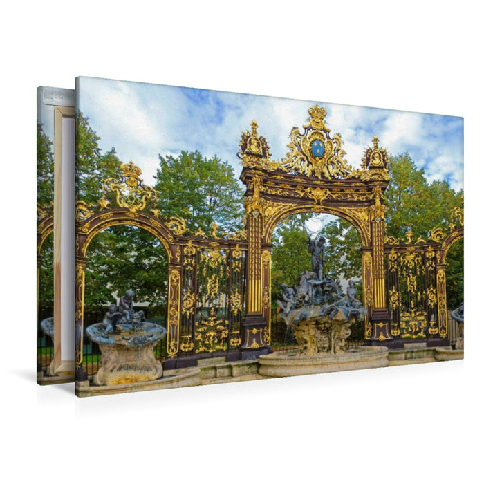 Premium Textil-Leinwand Neptunbrunnen auf der Place Stanislas, Nancy