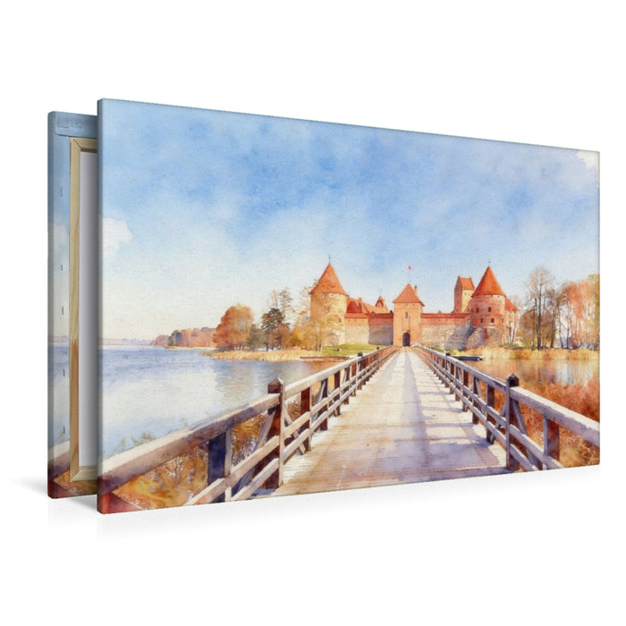 Premium Textil-Leinwand Wasserburg Trakai