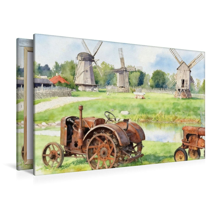Premium Textil-Leinwand Windmühlenpark auf der Insel Saaremaa