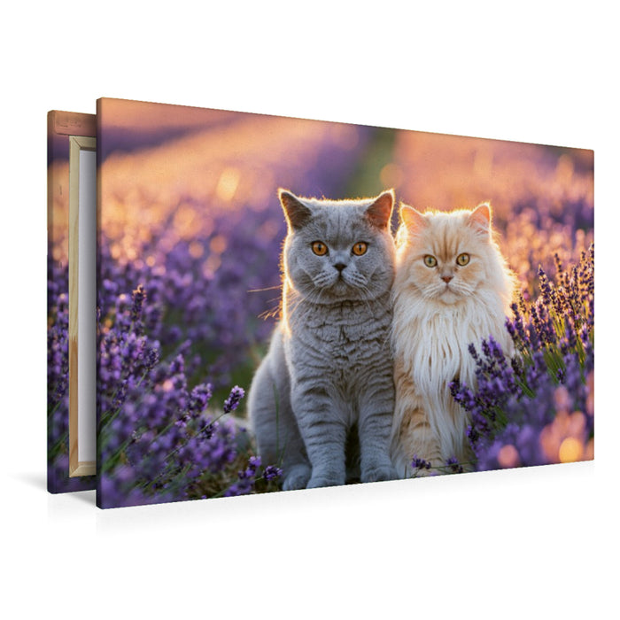 Premium Textil-Leinwand Lavendelduft & Katzenglück