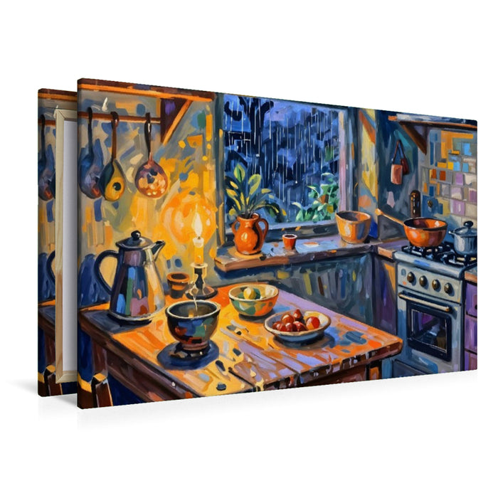 Premium Textil-Leinwand Abenddampf