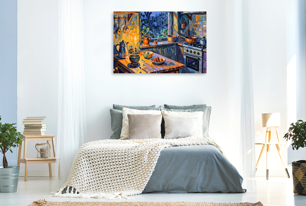 Premium Textil-Leinwand Abenddampf
