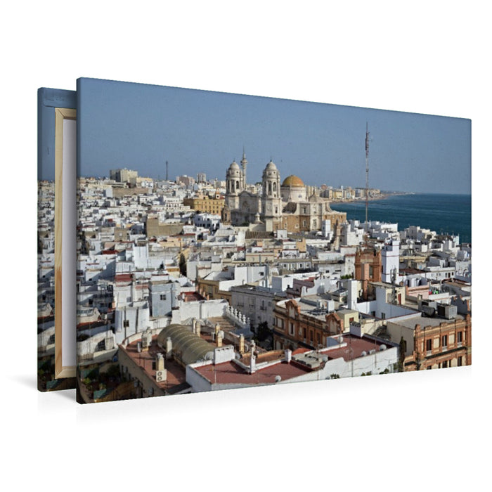 Premium Textil-Leinwand Stadtpanorama Cadiz