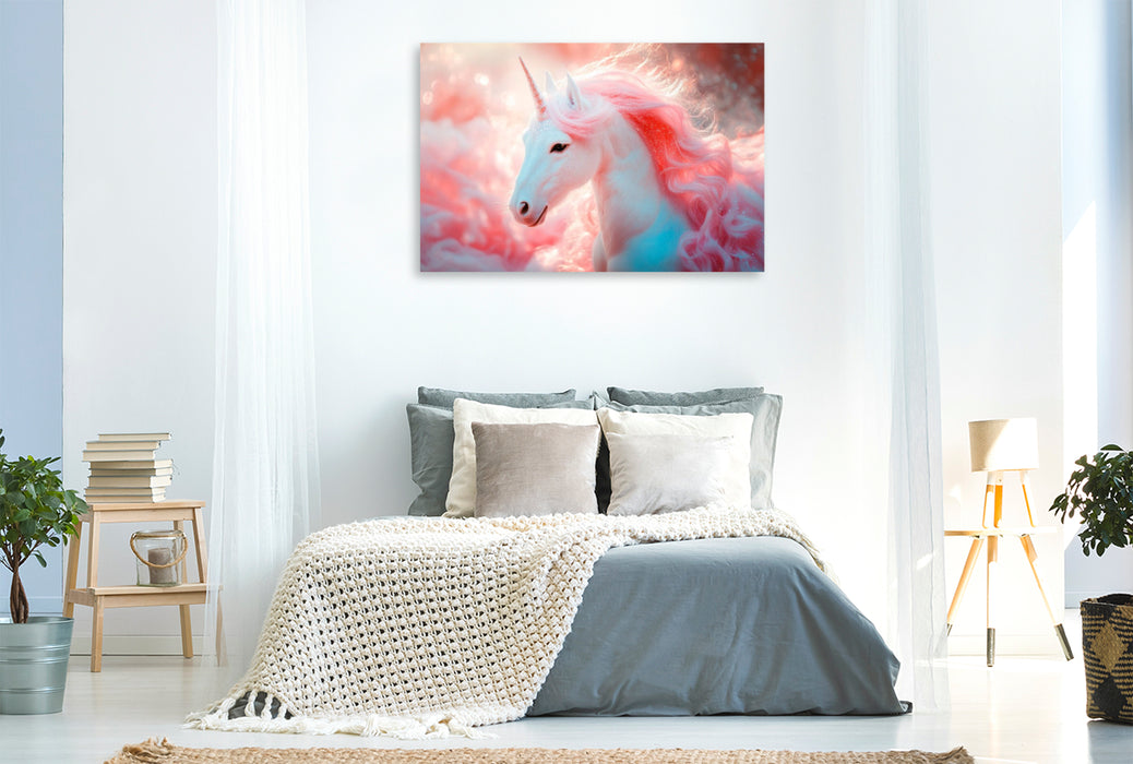 Premium Textil-Leinwand Sternenglanz und Einhorntraum