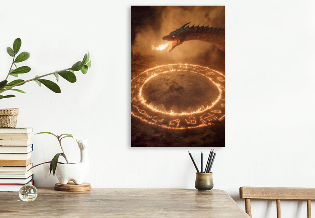 Premium Textil-Leinwand Ritual des Feuerdrachen