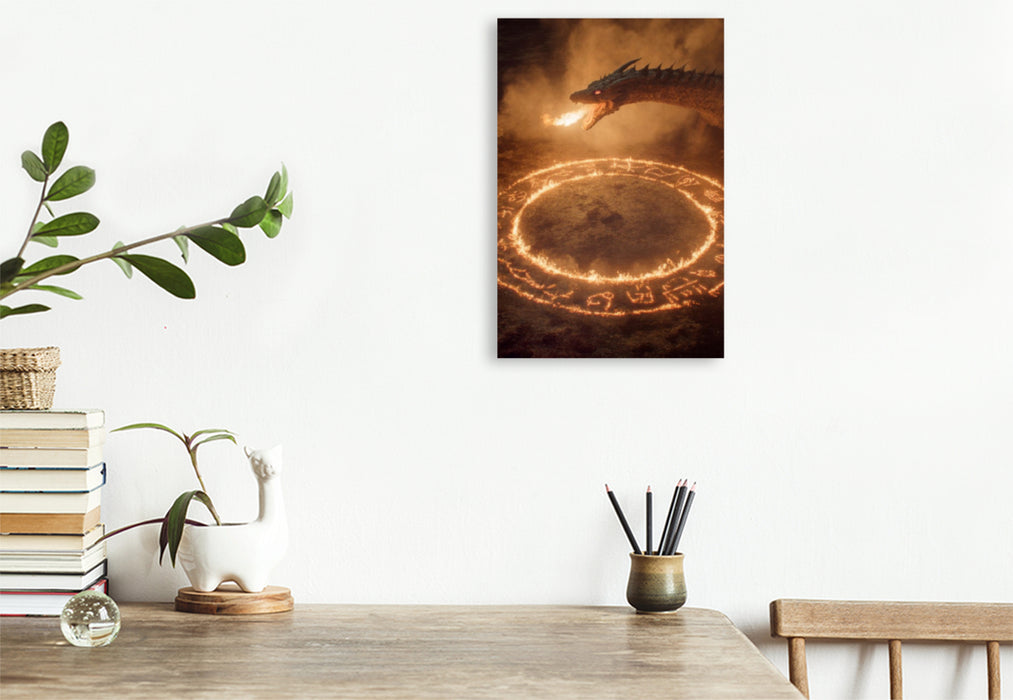 Premium Textil-Leinwand Ritual des Feuerdrachen