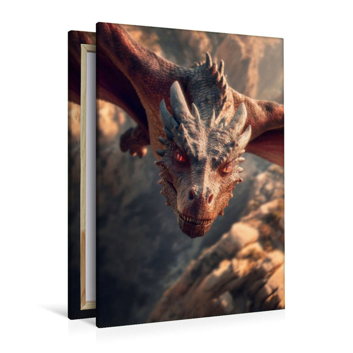 Premium Textil-Leinwand Drachen - Herrscher der Lüfte