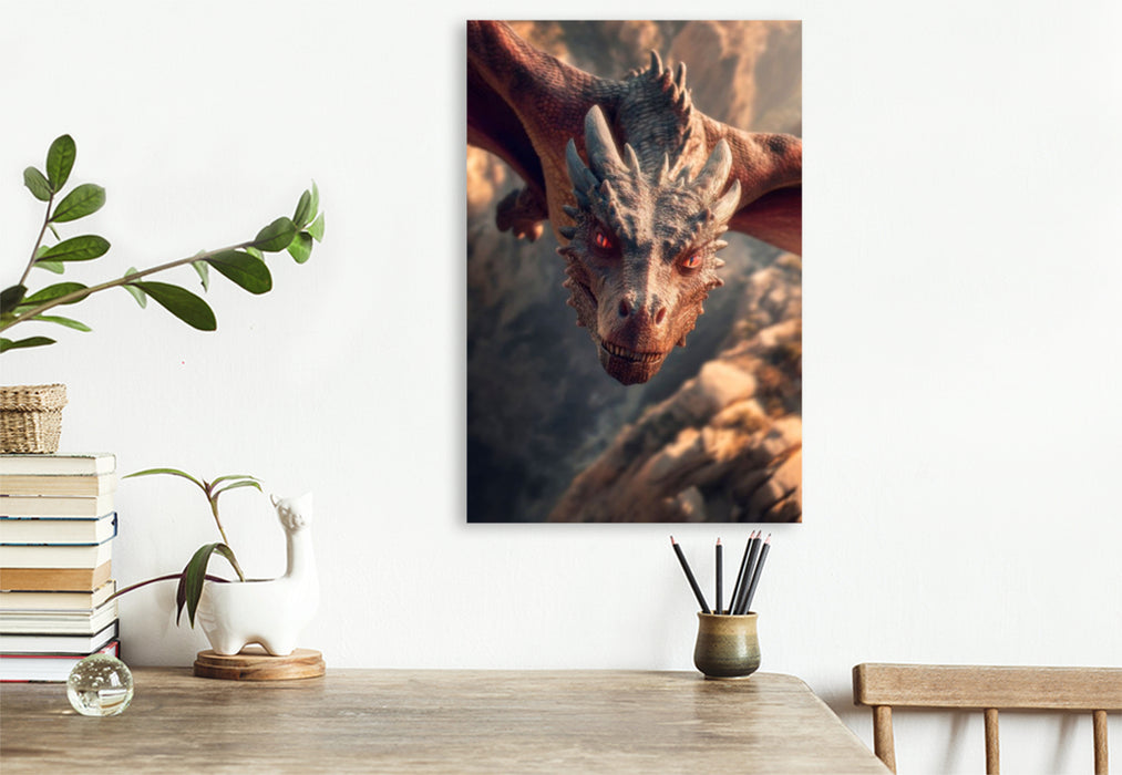 Premium Textil-Leinwand Drachen - Herrscher der Lüfte
