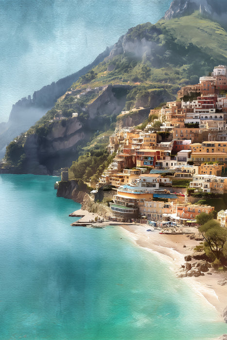 Premium Textil-Leinwand Positano, Italien