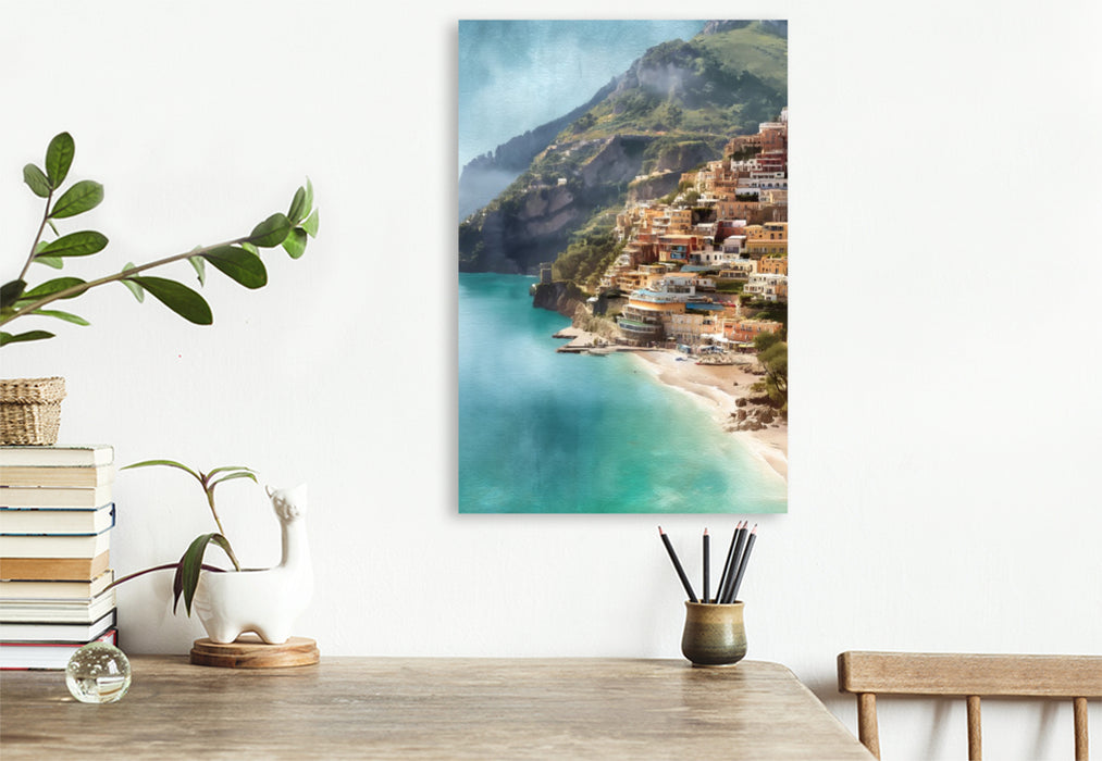 Premium Textil-Leinwand Positano, Italien