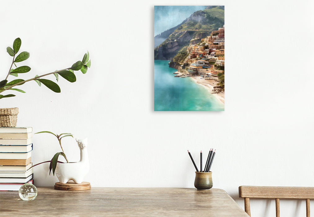 Premium Textil-Leinwand Positano, Italien
