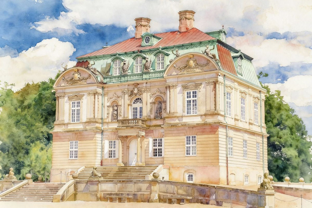 Premium Textil-Leinwand Jagdschloss Eremitage