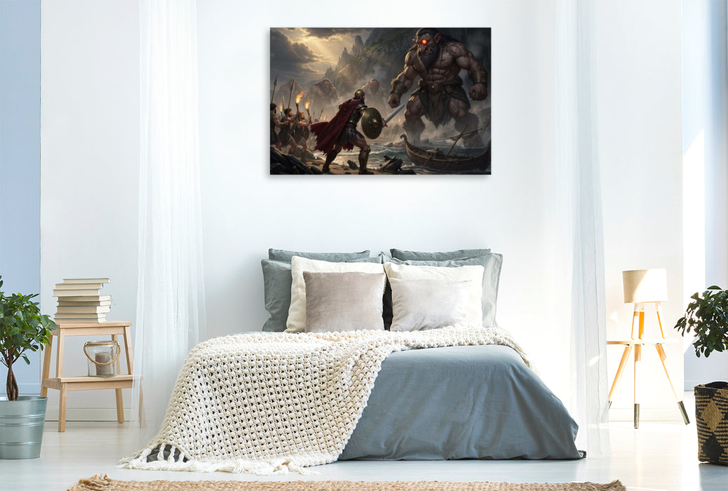 Premium Textil-Leinwand Odysseus bei den Kyklopen