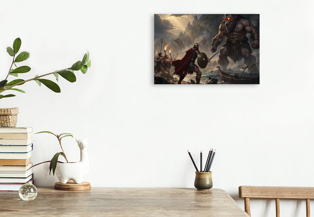 Premium Textil-Leinwand Odysseus bei den Kyklopen