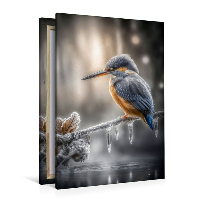 Premium Textil-Leinwand Eisvogel