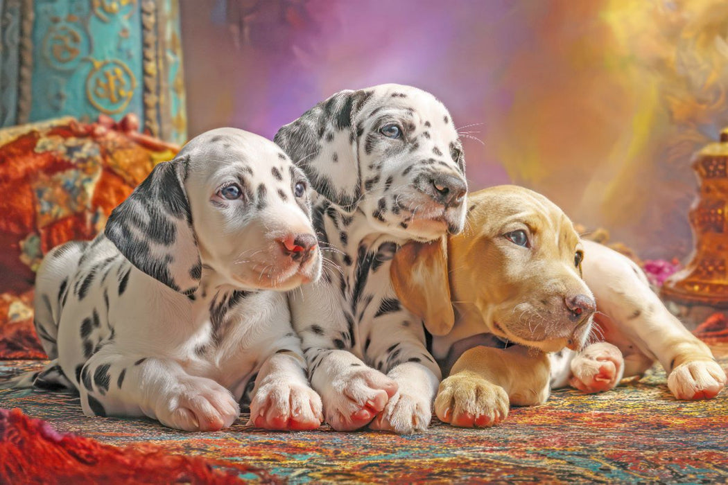 Premium Textil-Leinwand Hunde mit Charme - Illustrationen